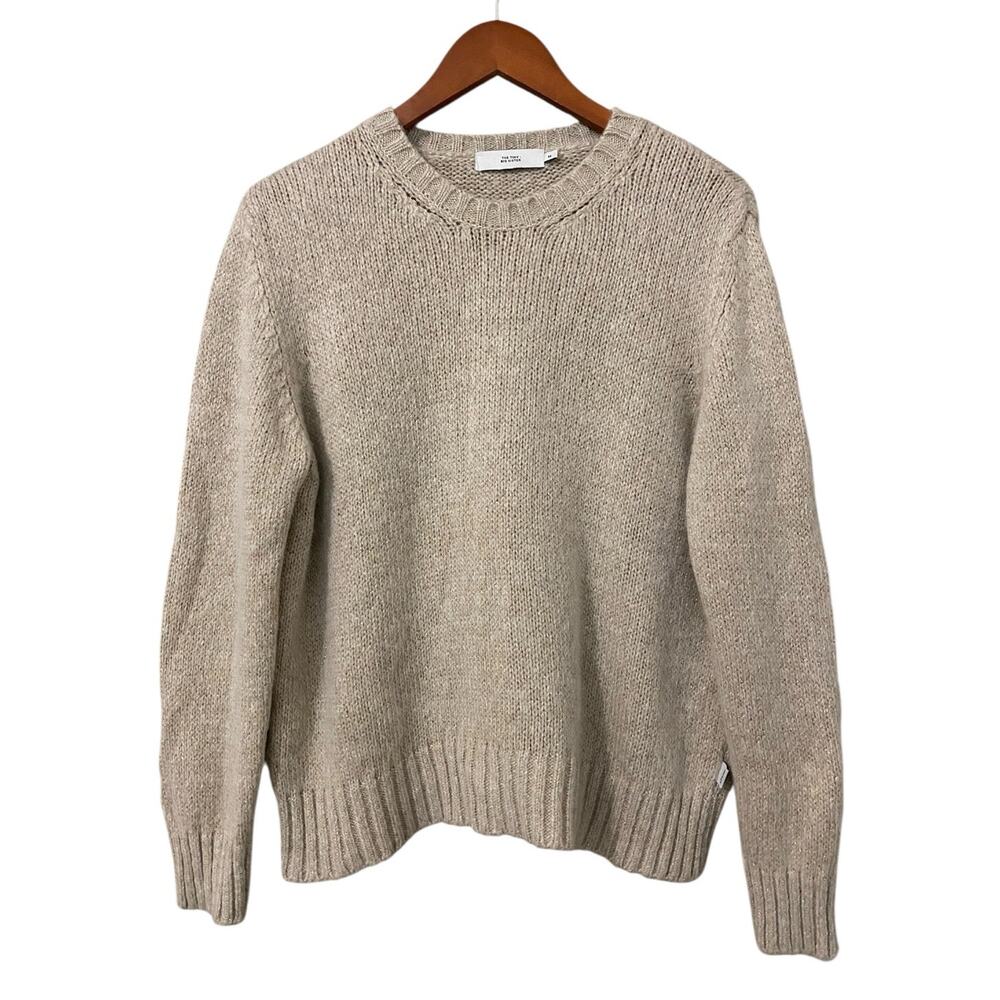 The Tiny Big Sister Crewneck Sweater S/M Cream Beige Glitter Fisherman Cottage - Picture 10 of 10